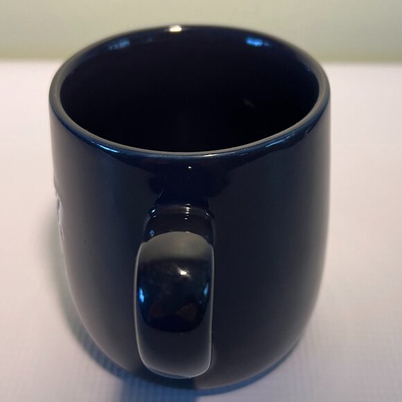 THRESHOLD “Good Morning CRABBY (crossed out) Lovely” Cobalt Blue Stoneware Mug - Picture 4 of 7